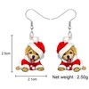 SHIGIE Acrylic Christmas Santa Hat Labrador Retriever Dog Earrings Holiday