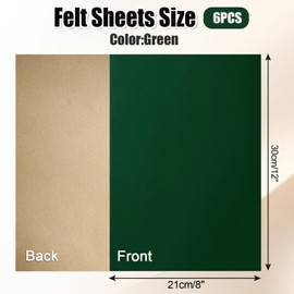 Biaungdo 6 Pcs Self Adhesive Felt Sheets, Dark Green Felt Sheet with Adhesive Backing, 8 x 12 Inch Felts Fabric Peel and Stick Felts Liners for Arts Crafts Drawer Jewelry Box(A4 Size)