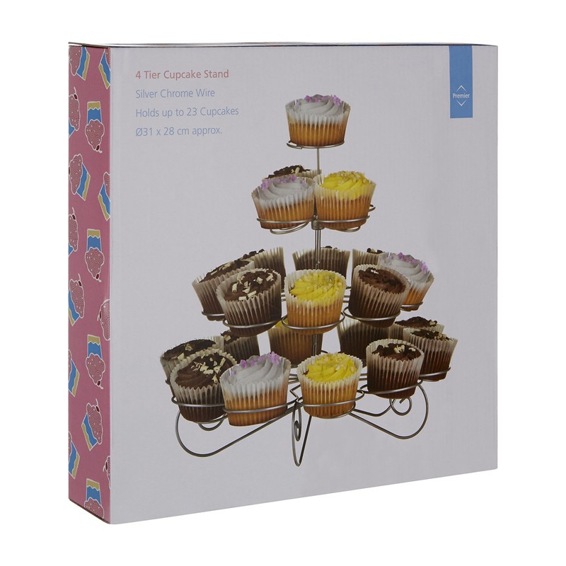 Premier Housewares 4-Tier Cupcake Stand - Chrome