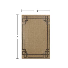 Covers&All Indoor Outdoor Rug, Geometric Border Weave 5x7 ft Area Rug, Weatherproof, UV-Resistant, Stain & Tear-Resistant Washable Rug, Lightweight & Portable Patio Rug for Deck, Porch, Living Room