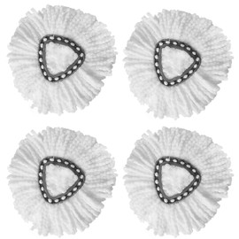 WANGCL Spin Mop Replacement Head for O-Cedar EasyWring RinseClean Microfibre Spin Mop Replacement Head for 2 Tanks System (White) Pack of 4