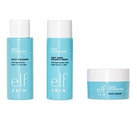 e.l.f. Skin Holy Hydration! The Essentials Mini Kit, limpiador, tóner e hidratante para pieles hidratadas y equilibradas, tamaños amigables con la TSA