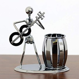 Music Theme Metal Pencil Holder, Office Supply Pen Organizer Desktop Decoration Stand Container (Typ1 Bass)