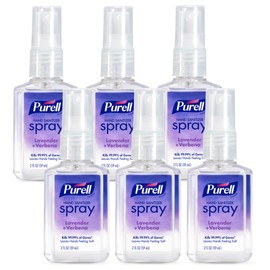 Purell PURELL Hand Sanitizer Spray, Infused with Essential Oils, Lavender and Verbena Scent, 2 fl oz Travel-Size Bottle (Pack of 6) C 2024-04-EC