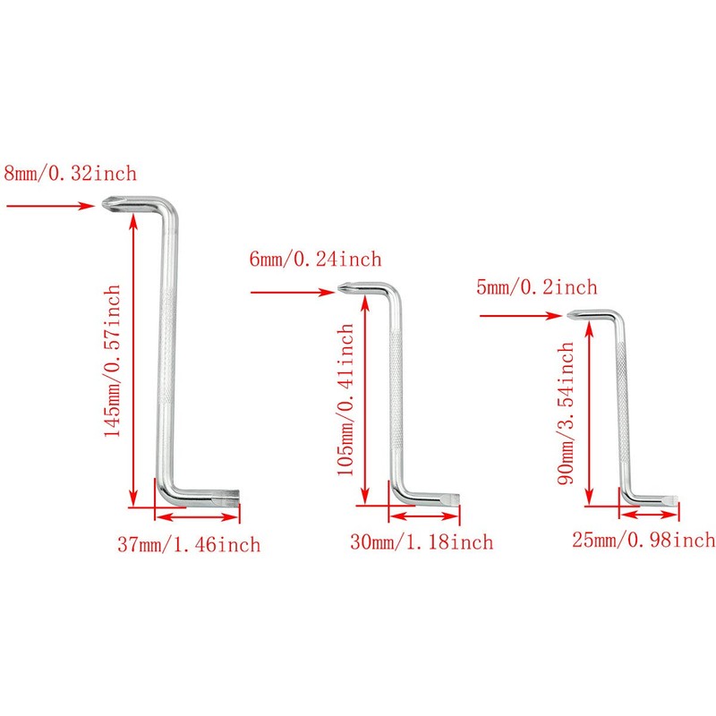 TAODAN 1 Set 3PCS 90 Degree Z-shaped Screwdriver Set Right
