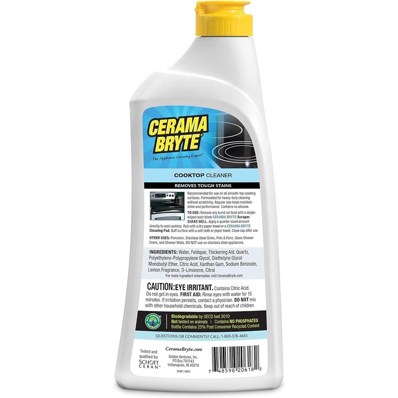 Cerama Bryte Removes Tough Stains Cooktop and Stove Top Cleaner