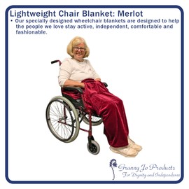 Granny Jo Products Lightweight Wheelchair Blanket, Warm Fleece, with Pockets (Merlot)