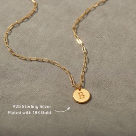 Initial Necklaces for Women, Gold Layered Necklaces for Women, Initial Necklace, 18K Gold Plated Paperclip Chain Necklaces for Women Dainty Necklace for Women Gold Jewelry for Women (silver 20)