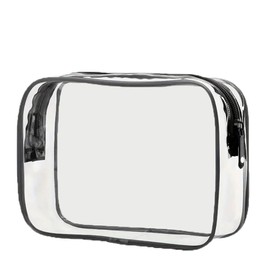 NaYiissi Clear Travel Toiletry Bag, TSA Approved Travel Bags for Toiletries, Quart Size Travel Bag Carry on Airport Airline Compliant Bag, Waterproof Cosmetic Makeup Bag for Women Men (Black)