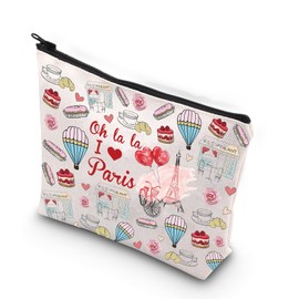 XYANFA Eiffel Tower Travel Bag Paris Lover Gift Vacation Travel Gift Cute Paris Makeup Bag Paris France Cosmetic Bag Oh La La I Love Paris (Oh la la I love Paris)