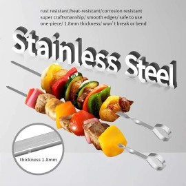 Unbranded Brochetas BBQ de Acero Inox – 12PCS Kabob Skewers Reutilizables