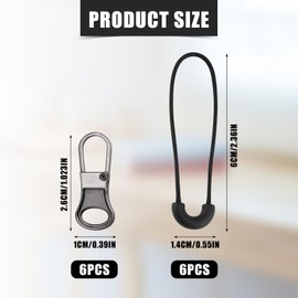 Replacement Zip, Zip Head and Zip Cord Extension Set, Repair Handle, Repair Fixer, Zip Tab for Luggage, Backpacks, Jackets, Handbags, Pack of 12