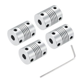 sourcing map 4Pcs 5mm to 6mm Aluminum Alloy Shaft Coupling L25xD19 Flexible Coupler Beam Stepper Motor Joint Connector for 3D Printer CNC Machine DIY Encoders and Motors Shaft,Silver
