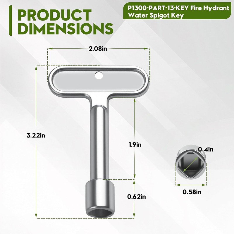 P1300-PART-13-KEY Fire Hydrant Water Spigot Key for Wall Hydrant/Outdoor