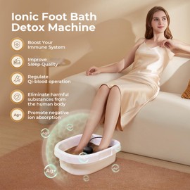 MSFOOT Upgraded Ionic Foot Bath Detox Machine, Foot Spa Bath for Home Use, Foot Cleaner Machine To Remove Toxins with 2 Arrays, 15 Disposable Foot Bath Liners, Detox Sea Salt, Upgraded Durable Basin