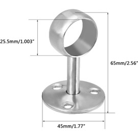 MACHSWON 2PCS Wardrobe Pipe Bracket, Wall Mounted Rail Rod Support Sockets,25mm Dia,65mm Height