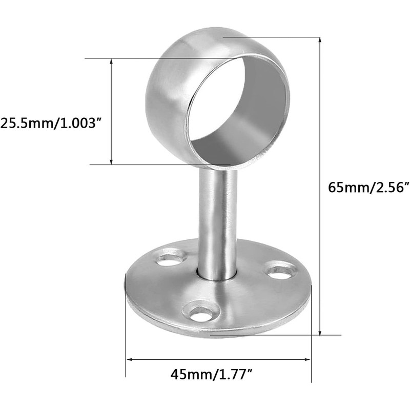 MACHSWON 2PCS Wardrobe Pipe Bracket, Wall Mounted Rail Rod Support
