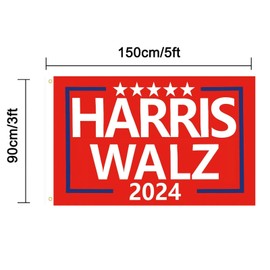 Harris Walz 2024 Flag Double Sided for President Election, Kamala Harris Tim Waltz Flags Banner 3×5 Ft Outdoor with Grommets,Double Stitched,3-Layer Design,Red