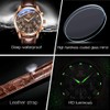 OLEVS Men Watch Leather Strap Moon Phase Casual Classic Analog