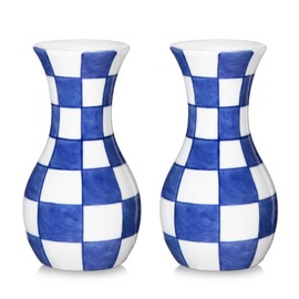 Small Blue and White Vase, 2-Pack 6 Inch Bud Ceramic Flower Vase, Retro Chinoiserie Vase for Fresh Dried Silk Flower Decor Side Table Living Room Bookshelf Antique Grand Millennial - Plain Glazed