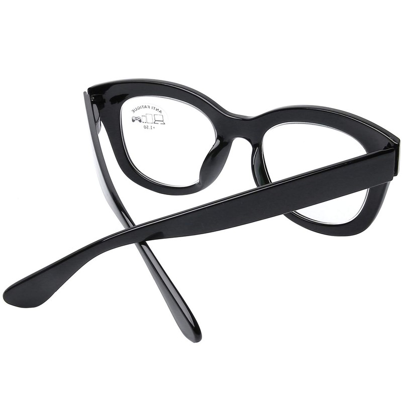 DOOViC Blaulichtfilter Lesebrille Schwarz Damen 2,25 - Großer Rahmen Breite