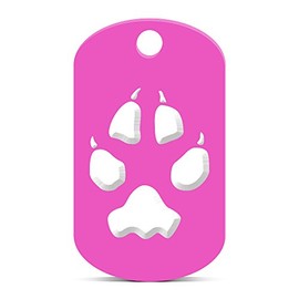 fagraphix Coyote Tracks Keychain GI Dog Tag Engraved Hunting Print Hot Pink