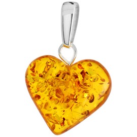 Sterling Silver Baltic Amber Heart Necklace for Women 1 inch Tall 16 inch ROL_1