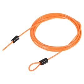 MECCANIXITY Security Steel Cable Lock, Safety Cable Flexible Wire Rope Luggage Lock 6.5feet 2.5mm Vinyl Coated Braided Steel with Double Loop for Bike Bicycle U-Lock Padlock Orange