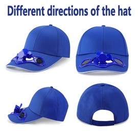 Gorra de béisbol con ventilador de energía solar, para golf, para refrescar tu cara en verano, Azul, 5 1/8-5 3/8