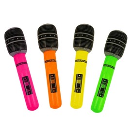Inflatable Microphone for Kids, 4 Pack 25cm Inflatable Microphone Party Props for Christmas Birthday Stage Performance (Random Color)