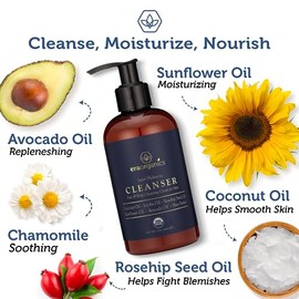 Organic Menâ€™s Face & Body Wash â€“ Premium Moisturizing Cleanser For Dry, Sensitive Skin, Oily Acne Prone Skin With Jojoba, Avocado, Rosehip & More. Fight Acne, Wrinkles, Premature Aging With Each Wash