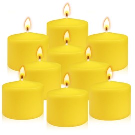 9-Pack 1.25-Inch Yellow Votive Candles, Unscented Small Tealight Candle for Home Decor Summer Special Occasions