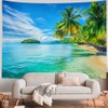 Serborlur Ocean Beach Tapestry Blue Sea Tapestries Tropical Palm Tree