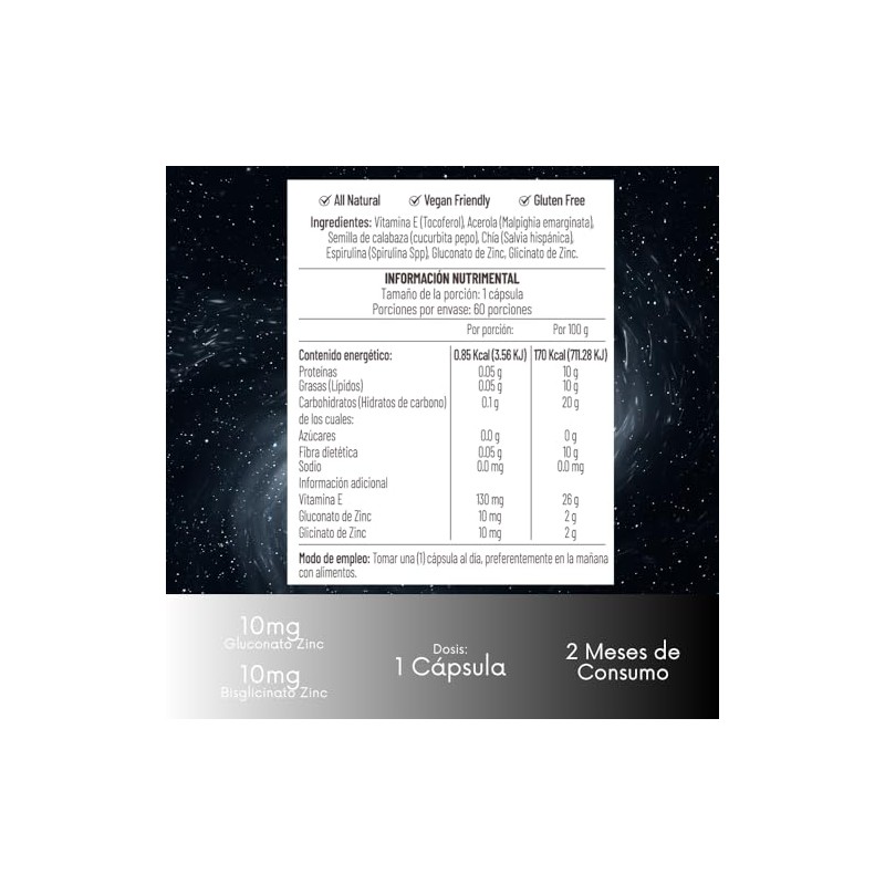 Alova | Zinc Bisglicinato + Gluconato con Superfoods Antioxidantes y