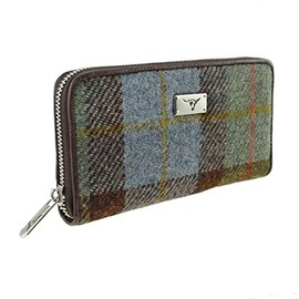 Glen Appin of Scotland Harris Tweed Staffa Long Zip Purse for Women (Col015 MacLeod Tartan)