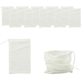 Tabanzhe Muslin Drawstring Bags-10PCS 12 x 8cm Cotton Mesh Bag Reusable Tea Coffee Filter Bags Crafts Soap Nuts Gift Bag Spices Storage Bag