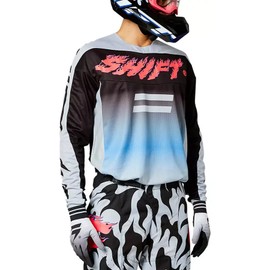 Grey/Black/Blue/Pink Sz XL Shift Racing White Label Flame Motocross Jersey