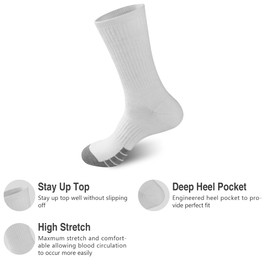 GKX Men's Cotton Athletic Moisture Control Heavy Duty Work Boot Cushion Crew Socks(White 8P)