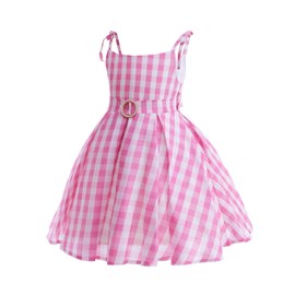 FAYICO Girls Pink Cosplay Costume Dress for Girls Kids,Princess Dress With Hair Clip Up Kids Outfits Birthday Party (Pink, 4-5Y)