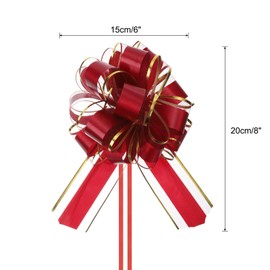 sourcing map 10pcs 6 Inch Large Big Pull Bow with Gold Edge, Organza Car Gift Wrapping Bows Ribbon for Wedding Car Baskets Presents Christmas Bow, Burgundy Red