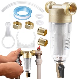 WIYETY Water Filter Reusable 1 Inch, Tap Water Filter Water, Tap Replacement Filter for Drinking Water, Spin Down Sediment Water Filter, Flushable Fine Filter (3/4 Inch Male Thread)