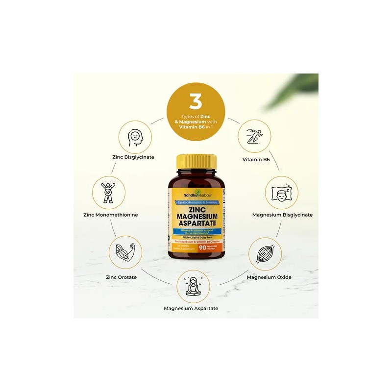 Sandhuherbals Zinc Magnesium Aspartato Cpsulas 90 Na
