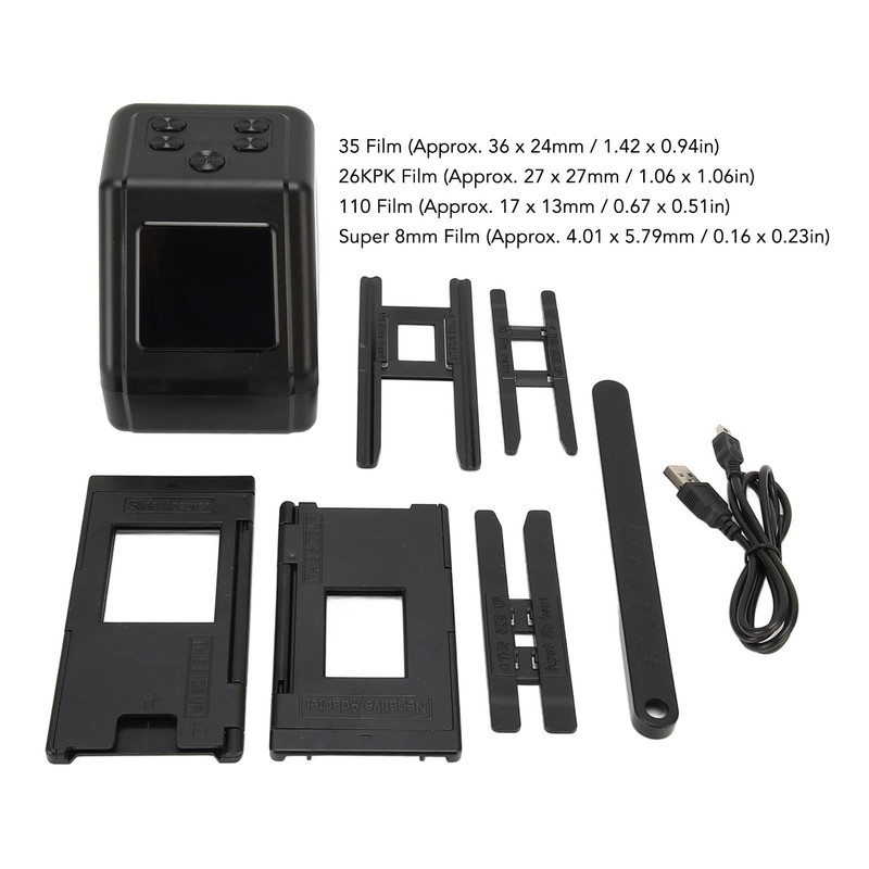 Film Slide Scanner with 2.0in LCD Screen, Converts Color &
