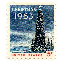 USA Postage Stamp Single 1963 Christmas Tree And White House Issue 5 Cent Scott #1240