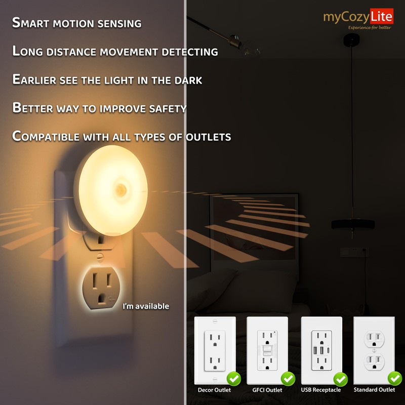 Motion Sensor Night Light, 2 Pack Motion Activated Night Light