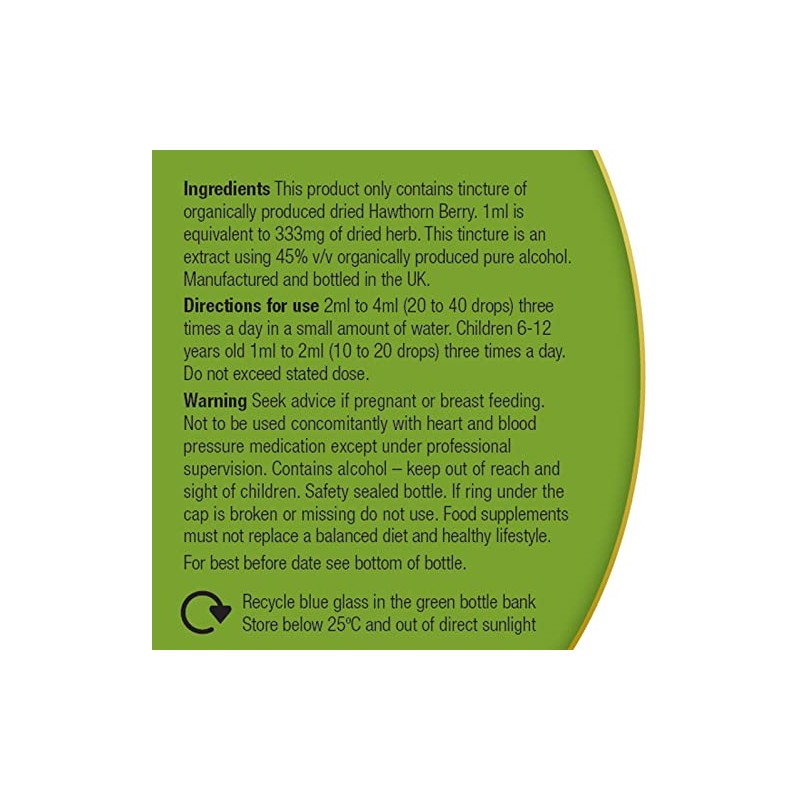 Organic Herbal Remedies Hawthorn Tincture, 100 ml
