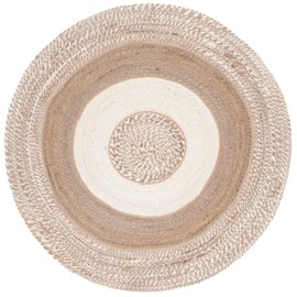 SAFAVIEH Natural Fiber Collection Area Rug - 3' Round, Natural/Ivory, Geometric Design, Ideal for High Traffic Areas in Living Room, Bedroom, Dining (NFB532A)