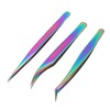3PCS Eyelash Tweezers Stainless Steel Lash Tweezers Set False Eyelash
