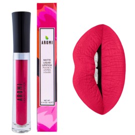 Aromi Matte Liquid Lipstick | Bright Magenta Red Lip Color, Long-Lasting, Transfer and Smudge Proof, Waterproof, Paraben, Phthalate, + Gluten Free (Neon Red)