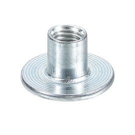 uxcell M5 T-Nuts, 50pcs Carbon Steel Tee Nut Round Base Weld Nuts 8mm Height Through Hole Flange Insert Female Thread Plate Nuts, Silver